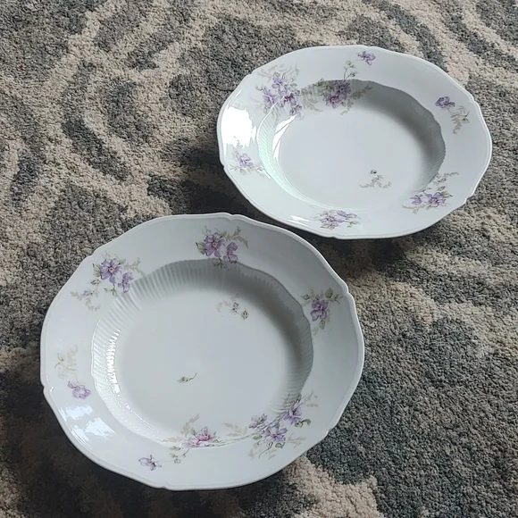 Vintage China Dish Set Bowls Set Of Two Ivory Purple Floral